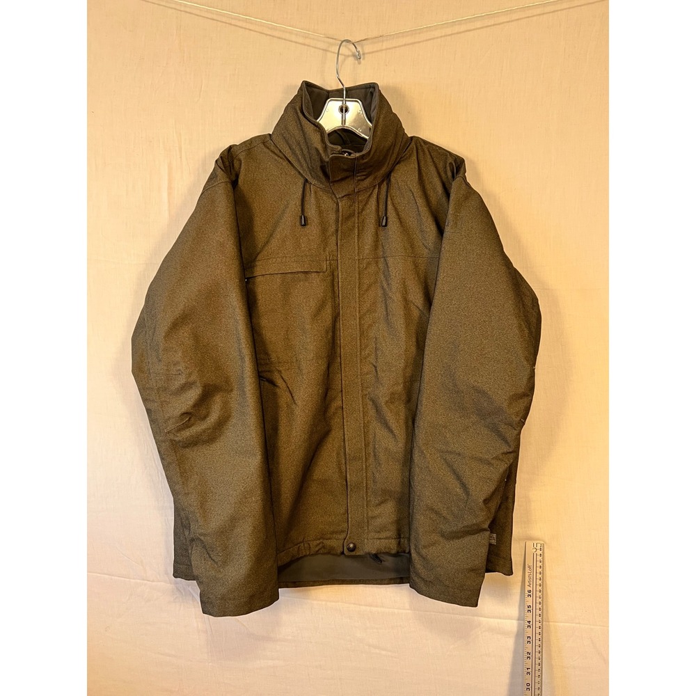 REI Mens Olive Green Heathered Hooded Rain Jacket Size L 755091 F09